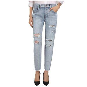 The Kooples  Mid-Rise Cropped Tapered-Leg Jeans in Blue Washed Size 24